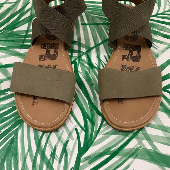Sorel Ella Suede Cross Strap Sandals in Sage Green Women's Size 10 - Picture 4 of 7